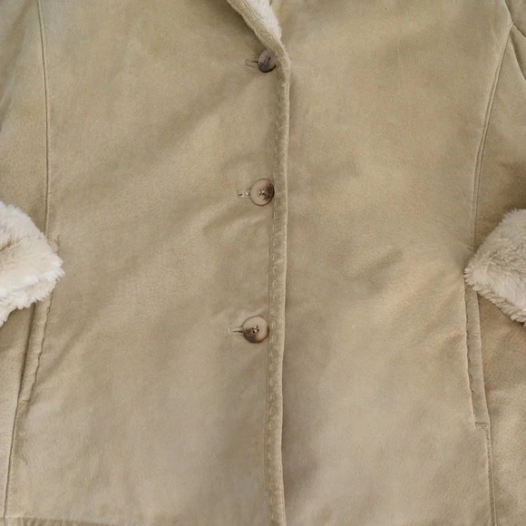 Vintage Avanti  100% Leather Shearling Beige Jacket Size 8 - Picture 6 of 16